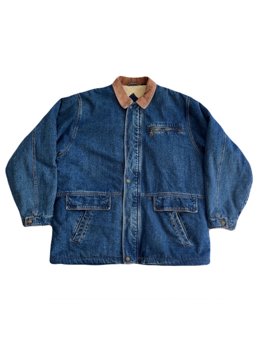 Vintage High Noon Denim Sherpa Fleece Lined Chore Barn Field Jacket, Size Xl